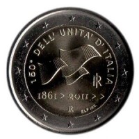 150 лет единства Итальянской Республики. Монета 2 евро, 2011 год, Италия.